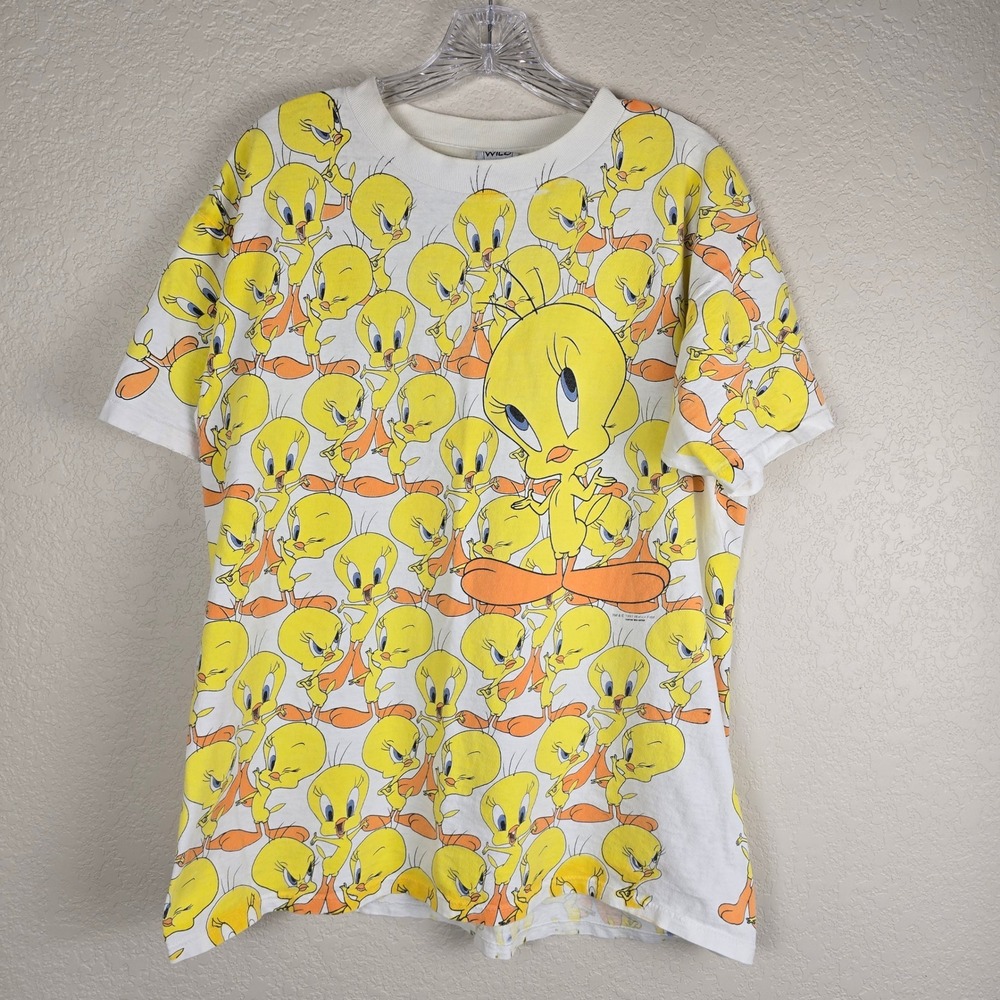 Vintage 1993 Tweety Bird All Over Print T-Shirt - Wild‎ Oats - Size Large